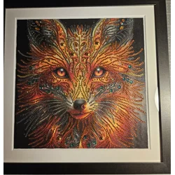 Fox Face 12x12 Rhinestone Art Framed