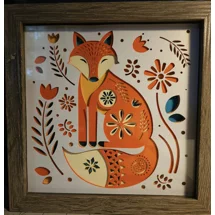 Fox Folk Art Style 8x8 3D Sh..
