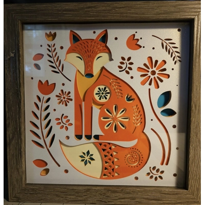 Fox Folk Art Style 8x8 3D Shadow Box Fox Folk Art Style 8x8 3D Shadow Box