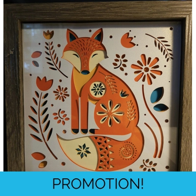 Fox Folk Art Style 8x8 3D Shadow Box Fox Folk Art Style 8x8 3D Shadow Box