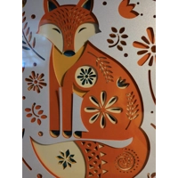 Fox Folk Art Style 8x8 3D Shadow Box