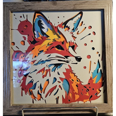 Fox Paint Splash 8x8 3D Framed Art