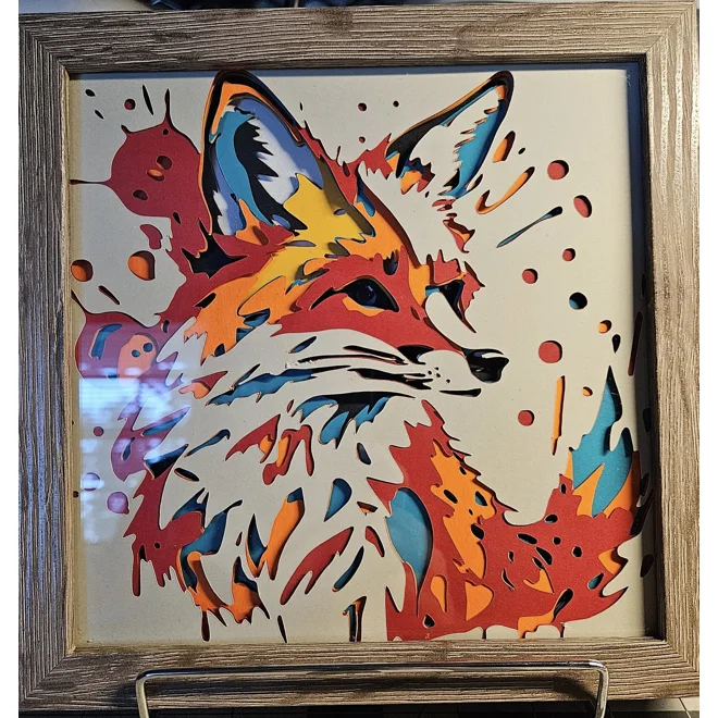 product Image for Fox Paint Splash 8x8 3D Framed Art