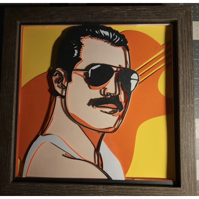 Freddie Mercury Version 2 Pop Art 8x8 Shadow Box Freddie Mercury Version 2 Pop Art 8x8 Shadow Box