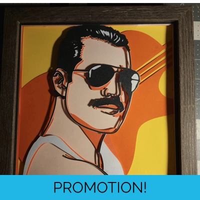 Freddie Mercury Version 2 Pop Art 8x8 Shadow Box Freddie Mercury Version 2 Pop Art 8x8 Shadow Box