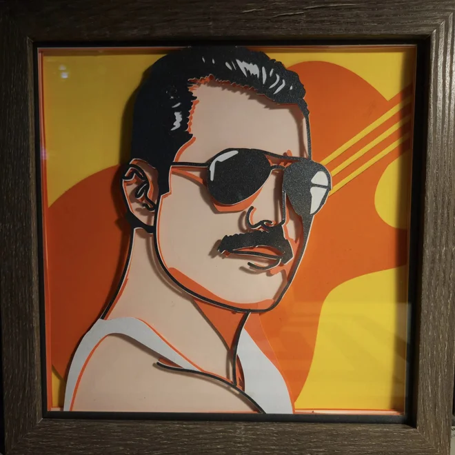 Additional Image for Freddie Mercury Version 2 Pop Art 8x8 Shadow Box