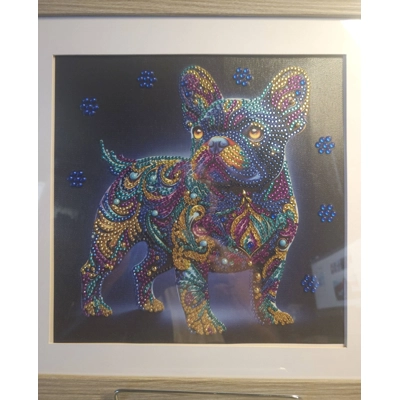 French Bulldog Neon 12x12 Framed Rhinestone Art