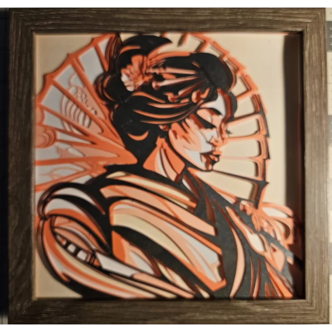 Additional Image for Geisha Pink Pastel 8x8 3D Shadow Box Art