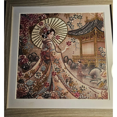 Geisha in Spring 12x12 Framed Rhinestone Art Geisha in Spring 12x12 Framed Rhinestone Art