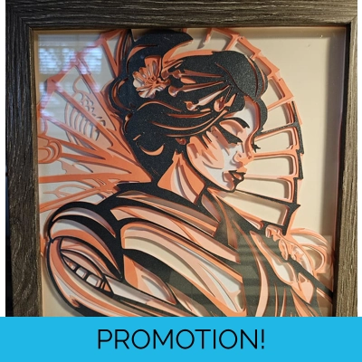 Geisha Pink Pastel 8x8 3D Shadow Box Art Geisha Pink Pastel 8x8 3D Shadow Box Art