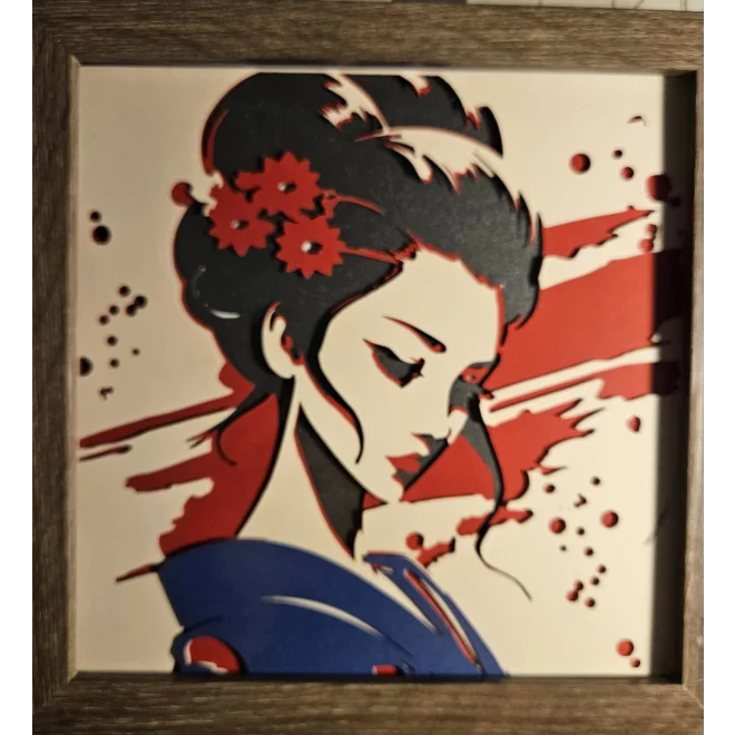 Additional Image for Geisha Paint Splash 8x8 3D Shadow Box Art