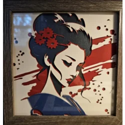 Geisha Paint Splash 8x8 3D Shadow Box Art