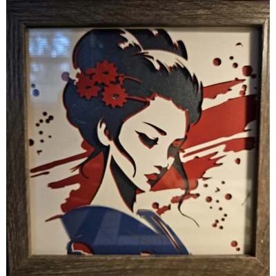 Geisha Paint Splash 8x8 3D Shadow Box Art Geisha Paint Splash 8x8 3D Shadow Box Art