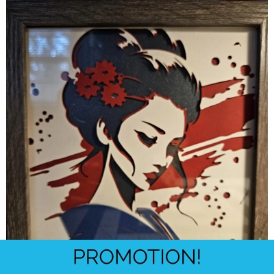 Geisha Paint Splash 8x8 3D Shadow Box Art Geisha Paint Splash 8x8 3D Shadow Box Art