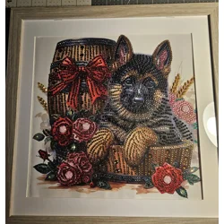German Shepherd 12x12 Framed Rhinestone Art