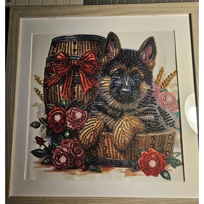 German Shepherd 12x12 Framed Rhinestone Art