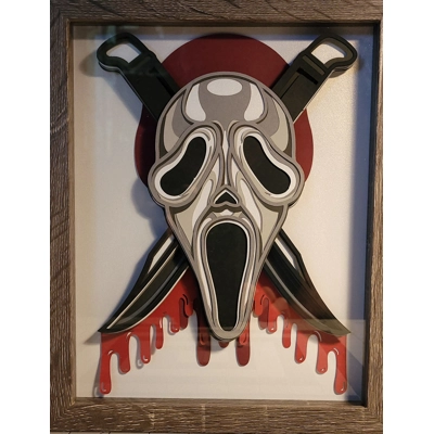 Ghost Face 8x10 3D Shadow Box Art Ghost Face 8x10 3D Shadow Box Art