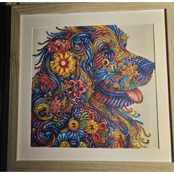 Golden Retriever Lab Mosaic 12x12 Framed Rhinestone Art