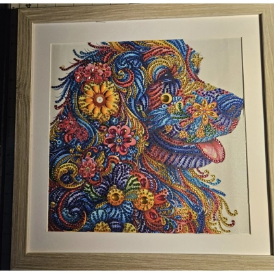 Golden Retriever Lab Mosaic 12x12 Framed Rhinestone Art