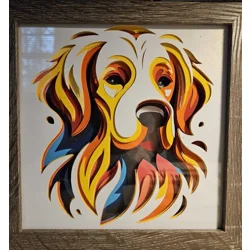 Golden Retriever Paint Splash 8x8 3D Art