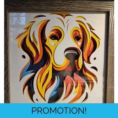 Golden Retriever Paint Splash 8x8 3D Art Golden Retriever Paint Splash 8x8 3D Art