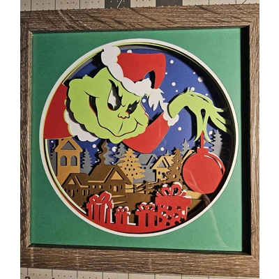 Grinch 8x8 3D Shadow Box Fan Art Grinch 8x8 3D Shadow Box Fan Art
