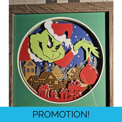Grinch 8x8 3D Shadow Box Fan Art Grinch 8x8 3D Shadow Box Fan Art