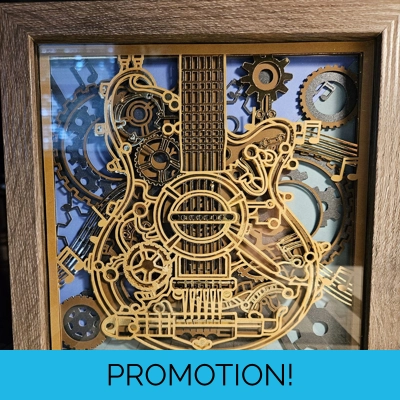 Guitar 8x8 3D Shadow Box Art Guitar 8x8 3D Shadow Box Art