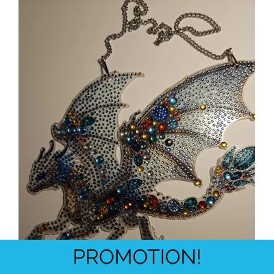 Hanging Ice Dragon 7x11 Rhinestone Art Hanging Ice Dragon 7x11 Rhinestone Art