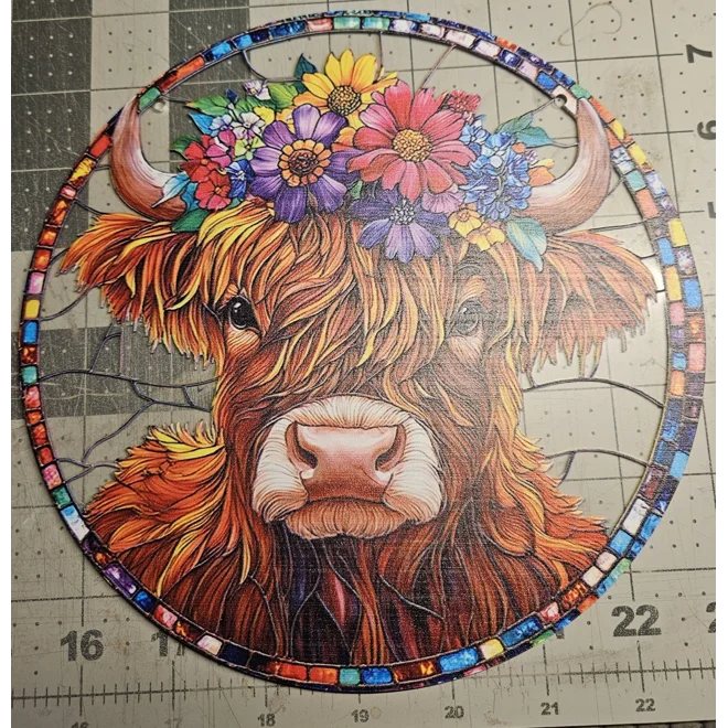 Additional Image for Highland Wooly Cow 8 Inch Suncatcher