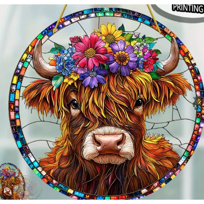 product Image for Highland Wooly Cow 8 Inch Suncatcher