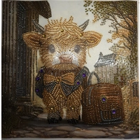 Highland Wooly Cow Back to School 12x12 Framed Rhinestone Art