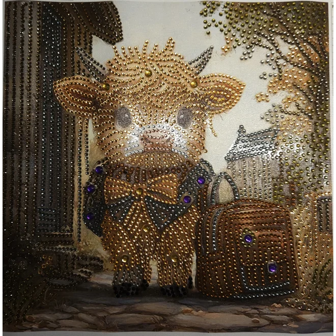Additional Image for Highland Wooly Cow Back to School 12x12 Framed Rhinestone Art