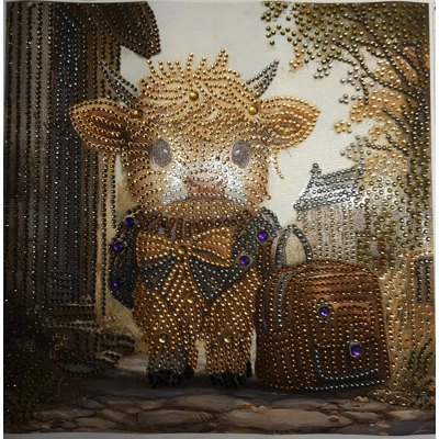 Highland Wooly Cow Back to School 12x12 Framed Rhinestone ..