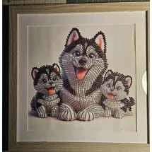 Husky and Puppies 12x12..