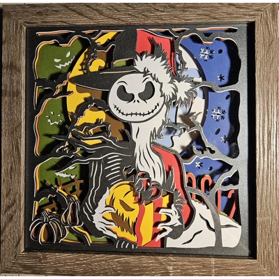 Jack Skellington 8x8 3D Shadow Box Art Jack Skellington 8x8 3D Shadow Box Art