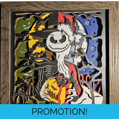 Jack Skellington 8x8 3D Shadow Box Art Jack Skellington 8x8 3D Shadow Box Art