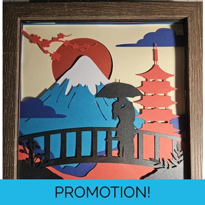 Japan Sunset 8x8 3D Shadow Box Art Japan Sunset 8x8 3D Shadow Box Art