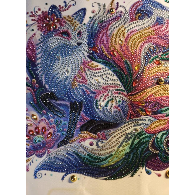 Additional Image for Vibrant 9 Tail Fox 12x12 Framed Rhinestone Art
