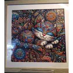 Kitten Mandala 12x12 Framed Rhinestone Art