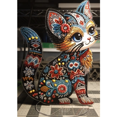 Kitten Mosaic Table Top Rhinestone Art Kitten Mosaic Table Top Rhinestone Art