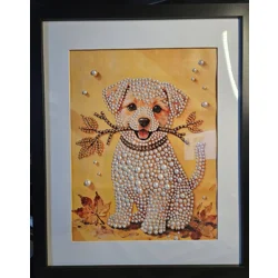 Lab Puppy Pearls 18x22 Framed Art