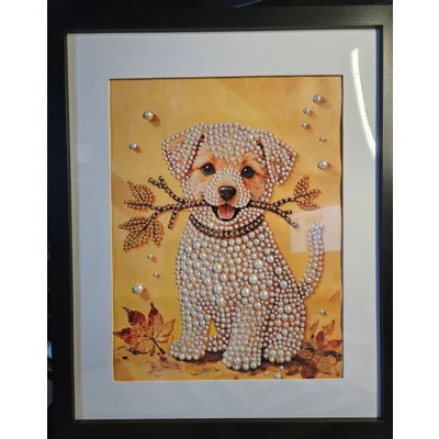 Lab Puppy Pearls 18x22 Framed Art