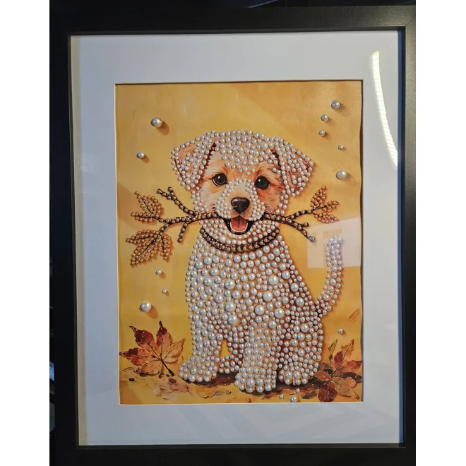 product Image for Lab Puppy Pearls 18x22 Framed Art