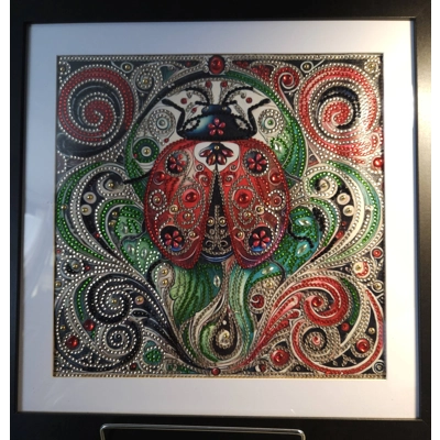 Ladybug 12x12 Framed Rhinestone Art