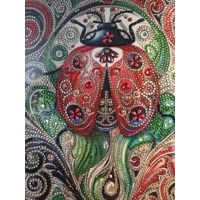 Ladybug 12x12 Framed Rhinestone Art