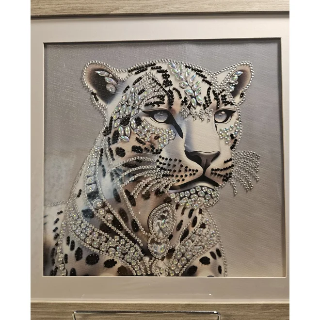 product Image for Snow Leopard Crystals 12x12 Framed Rhinestone Art
