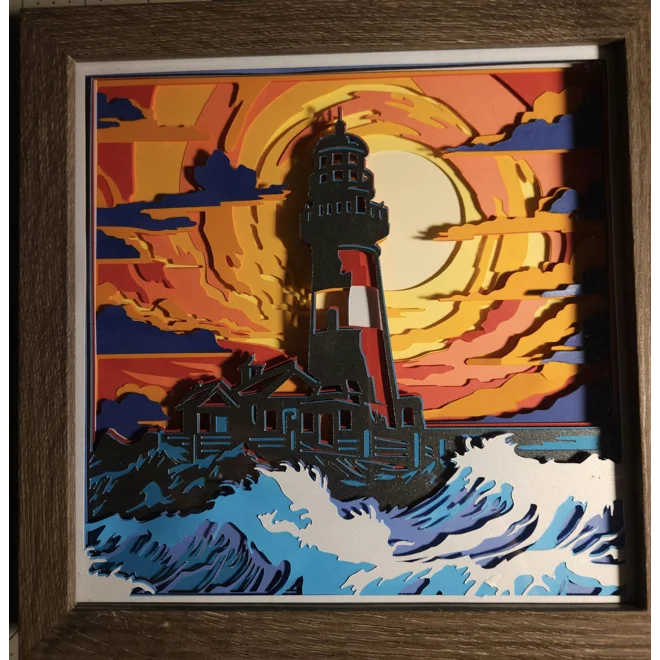 Additional Image for Lighthouse at Sunset 8x8 3D Shadow Box Art