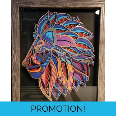 Lion Zentangle 8x10 3D Shadow Box