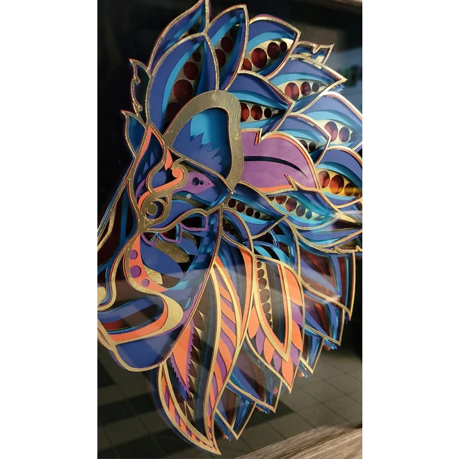 Additional Image for Lion Zentangle 8x10 3D Shadow Box